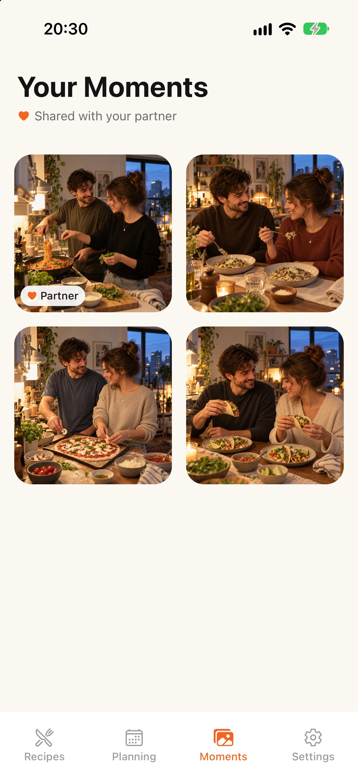 Cookbond Moments gallery shared between two partners